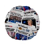 Hillary 2016 Historic Newspaper Collage Standard 15  Premium Round Cushions Back