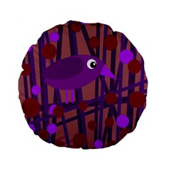 Sweet Purple Bird Standard 15  Premium Flano Round Cushions by Valentinaart