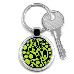 Green And Black Abstract Art Key Chains (round)  by Valentinaart