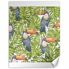 Tropical Print Leaves Birds Toucans Toucan Large Print Canvas 12  X 16   by CraftyLittleNodes