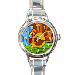 Thanksgiving Turkey  Round Italian Charm Watch by Valentinaart