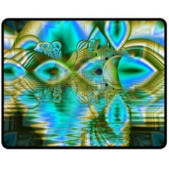 Crystal Gold Peacock, Abstract Mystical Lake Fleece Blanket (medium)  by DianeClancy