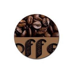 Funny Coffee Beans Brown Typography Rubber Coaster (round)  by yoursparklingshop