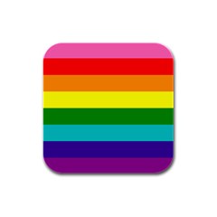 Colorful Stripes Lgbt Rainbow Flag Rubber Square Coaster (4 Pack)  by yoursparklingshop