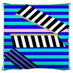 Blue Lines Decor Large Flano Cushion Case (one Side)