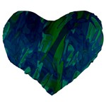 Green and blue design Large 19  Premium Heart Shape Cushions Back