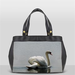 Swimming White Swan Office Handbags (2 Sides)  by picsaspassion