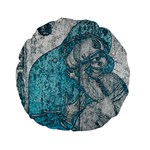 Mother Mary And Infant Jesus Christ  Blue Portrait Old Vintage Drawing Standard 15  Premium Flano Round Cushions Front