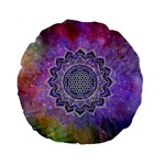 Flower Of Life Indian Ornaments Mandala Universe Standard 15  Premium Flano Round Cushions Front