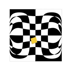 Dropout Yellow Black And White Distorted Check Small Satin Scarf (square) by designworld65