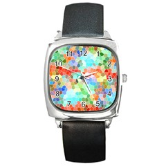 Colorful Mosaic  Square Metal Watch by designworld65