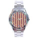 Colorful Chevron Retro Pattern Stainless Steel Analogue Watch Front