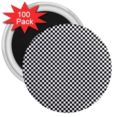 Sports Racing Chess Squares Black White 3  Magnets (100 Pack) by EDDArt