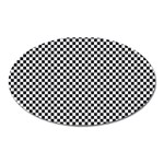 Sports Racing Chess Squares Black White Oval Magnet Front