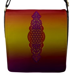 Flower Of Life Vintage Gold Ornaments Red Purple Olive Flap Messenger Bag (s) by EDDArt