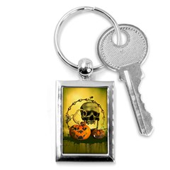 Halloween, Funny Pumpkins And Skull With Spider Key Chains (rectangle)  by FantasyWorld7