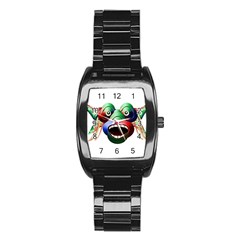 Futuristic Funny Monster Character Face Stainless Steel Barrel Watch by dflcprints