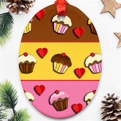 Love Cupcakes Oval Ornament (two Sides) by Valentinaart