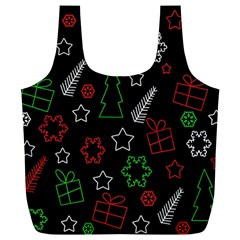 Green And  Red Xmas Pattern Full Print Recycle Bags (l)  by Valentinaart