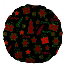 Red And Green Xmas Pattern Large 18  Premium Round Cushions by Valentinaart