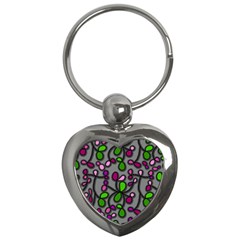 Floral Pattern Key Chains (heart)  by Valentinaart