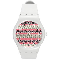 Cute Flower Pattern Round Plastic Sport Watch (m) by Brittlevirginclothing