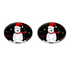 Polar Bear - Xmas Design Cufflinks (oval) by Valentinaart