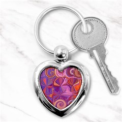 Candy Abstract Pink, Purple, Orange Key Chains (heart)  by digitaldivadesigns