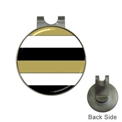 Black Brown Gold White Horizontal Stripes Elegant 8000 Sv Festive Stripe Hat Clips With Golf Markers by yoursparklingshop