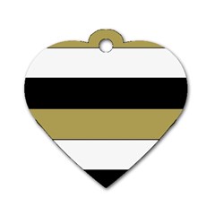 Black Brown Gold White Horizontal Stripes Elegant 8000 Sv Festive Stripe Dog Tag Heart (two Sides) by yoursparklingshop