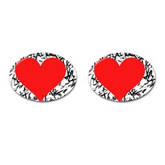 Red Valentine 2 Cufflinks (oval) by Valentinaart