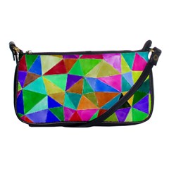 Triangles, Colorful Watercolor Art  Painting Shoulder Clutch Bags by picsaspassion