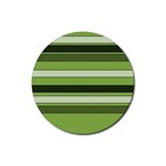 Greenery Stripes Pattern Horizontal Stripe Shades Of Spring Green Rubber Round Coaster (4 pack)  Front