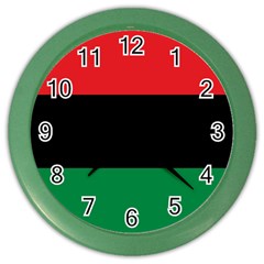 Pan African Unia Flag Colors Red Black Green Horizontal Stripes Color Wall Clocks by yoursparklingshop