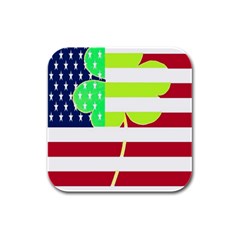 Usa Ireland American Flag Shamrock Irish Funny St Patrick Country Flag  Rubber Square Coaster (4 Pack)  by yoursparklingshop