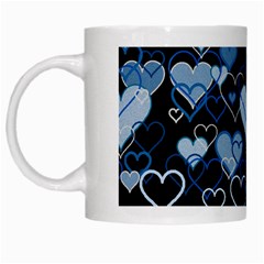 Blue Harts Pattern White Mugs by Valentinaart