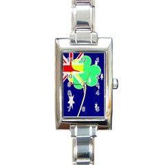 St  Patrick Australia And Ireland Irish Shamrock Australian Country Flag  Rectangle Italian Charm Watch by yoursparklingshop