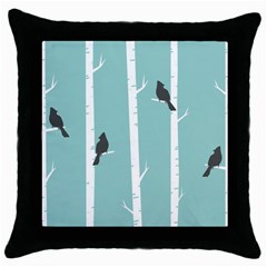 Birds Trees Birch Birch Trees Throw Pillow Case (black) by Amaryn4rt