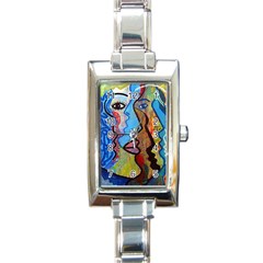 Graffiti Wall Color Artistic Rectangle Italian Charm Watch by Amaryn4rt