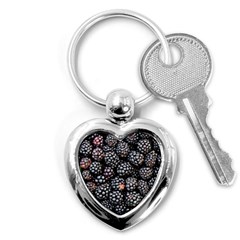 Blackberries Background Black Dark Key Chains (heart)  by Amaryn4rt