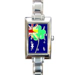 Irish Australian Australia Ireland Shamrock Funny St Patrick Flag Rectangle Italian Charm Watch Front