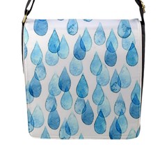 Cute Blue Rain Drops Flap Messenger Bag (l)  by Brittlevirginclothing