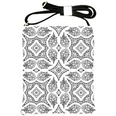 Mandala Line Art Black And White Shoulder Sling Bags by Amaryn4rt