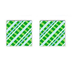 Fabric Cotton Geometric Diagonal Cufflinks (square) by Nexatart