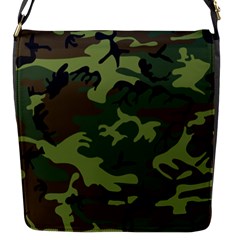 Camouflage Green Brown Black Flap Messenger Bag (s) by Nexatart