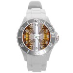 Architecture Facade Buildings Windows Round Plastic Sport Watch (L) Front