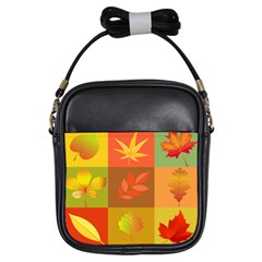 Autumn Leaves Colorful Fall Foliage Girls Sling Bags by Nexatart