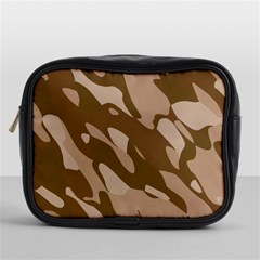 Background For Scrapbooking Or Other Beige And Brown Camouflage Patterns Mini Toiletries Bags by Nexatart