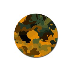 Background For Scrapbooking Or Other Camouflage Patterns Orange And Green Magnet 3  (round) by Nexatart