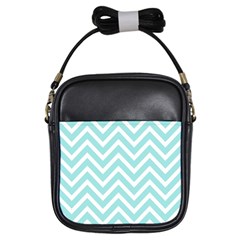 Chevrons Zigzags Pattern Blue Girls Sling Bags by Nexatart